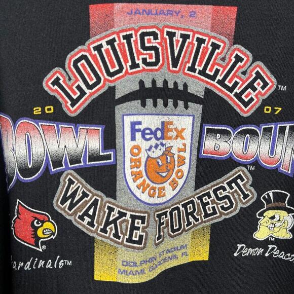 2007 Vintage Y2K Louisville Cardinals Bowl Bound Demon Deacons Sweatshirt XL - Picture 4 of 4